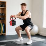 Hantelset 6 i 1 Justerbart Röd Kompositmaterial för Hemmaträning 20 kg Viktsats med Skivstångsfunktion och Kettlebellgrepp Mångsidig Utrustning