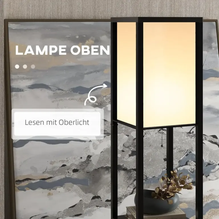 Golvlampa med Hyllor Trä (utan Glödlampa) 26x26x160cm