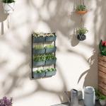 Blomställ Växtställ Mörkgrön av Metall för Trädgård Väggmonterad Växttrappa med 8 Krukor Blomhylla Dekorativ 52,5 x 14 x 90 cm