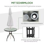 Runt Bistrobord Metall och Glas Elegant Trädgårdsbord med Parasollhål Väderbeständig Svart 80 Cm