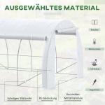 Folieväxthus Tomathus Vit av Stål och PE för Trädgård med UV-Skydd och Vindtät Konstruktion Sidodörr Rymlig Design 3,97 x 3,02 x 2 m
