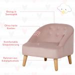 Barnfåtölj med Fotpall i Sammet, Bekväm Minisoffa för Barn, Ergonomisk Sittplats med Träben, Rosa, 51 x 51 x 50 cm