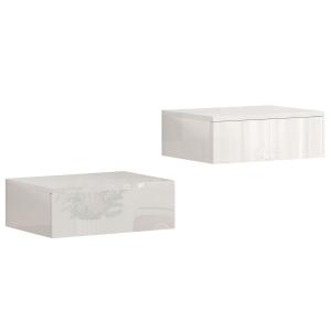 Sängbord Väggmonterade 2 Pack Vit Spånskiva för Sovrum Vägghängda Nattduksbord med Låda Svävande Design och Modern Look