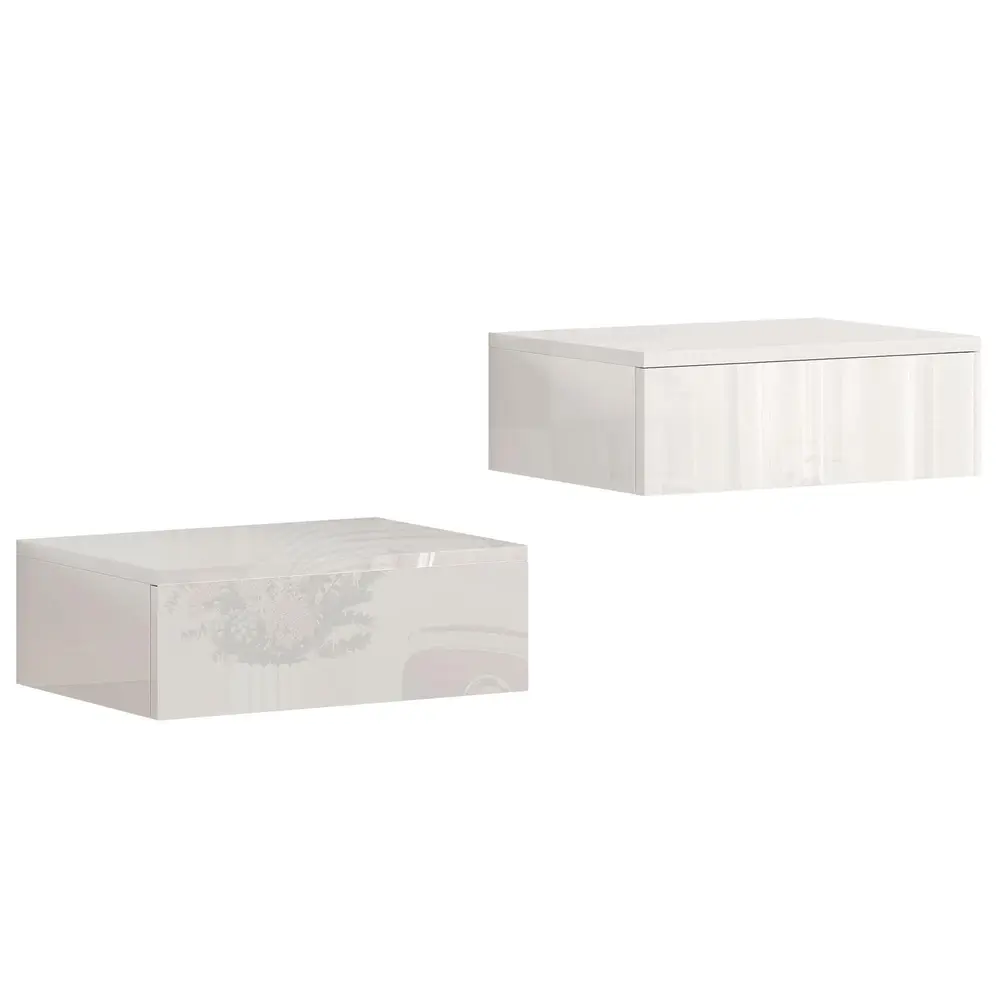 Sängbord Väggmonterade 2 Pack Vit Spånskiva Vägghängda