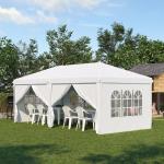Gazebo Trädgårdspaviljong Vit av Stål och Oxford Tyg för Trädgård Hopfällbar med UV-skydd Sidoväggar och Fönster 5,85 x 2,95 m
