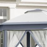 Trädgårdspaviljong Partytält Grå av Stål och Tyg för Trädgårdsfester Hopfällbar Pop-Up Paviljong med 6 Sidopaneler 4 x 4 m