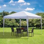 Hopfällbar Pop-up Paviljong, Portabelt Partytält med UV-Skydd, Enkel Montering för Trädgårdsfest och Event, Vit, 2,95 x 2,95 m