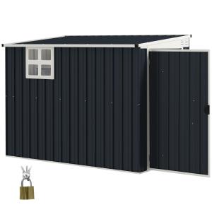 Verktygsbod Redskapsbod med Takfönster Mörkgrå av Metall för Bakgård och Uteplats Väderbeständigt Skjul med Låsbar Dörr 2,7 m² 128 x 231 x 181 cm