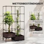 Odlingslåda med Spaljé Stor Svart Plast för Utomhusbruk och Trädgård Blomlåda med Klätterstöd och Dränering Väderbeständig 100 × 50 × 174 cm