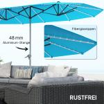 Dubbelparasoll med Solskydd i Aluminium och Polyester, UPF 50+ UV-beständig, Blå