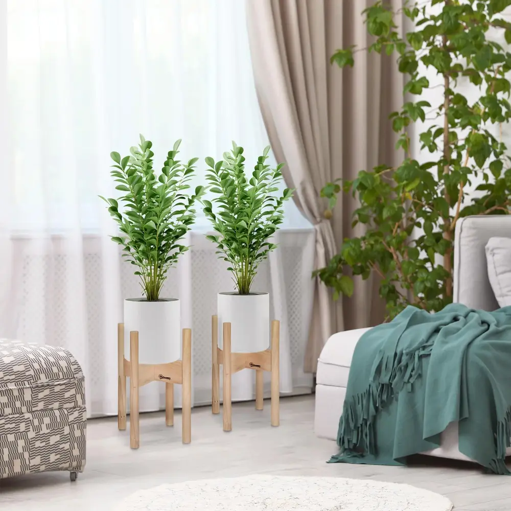 Blomställ i Trä 2-Pack Dekorativa Blompallar i Olika