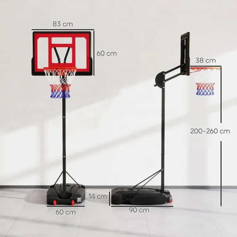 Basketkorg Basketstativ Utomhus Röd av Stål 200-260 cm