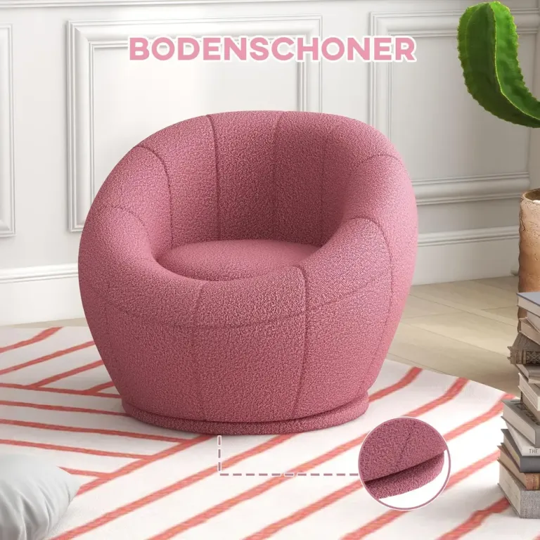 Barnfåtölj i Mjuk Teddyfleece, Rosa Barnstol