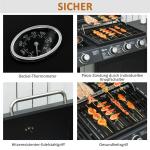 Gasolgrill med 3 Huvudbrännare + 1 Sidobrännare, Förvaring, Rostfritt Stål, Svart, 110 x 50 x 100 cm