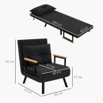 Relaxfåtölj i Skandidesign inkl Kudde med Knappdekor för Vardagsrum och Sovrum Ergonomisk och Avkopplande Svart Tyg och Trä