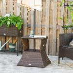 Trädgårdsbord Sidobord Parasollställ Polyrattan för Trädgård och Terrass Brun 54 X 54 X 55 Cm