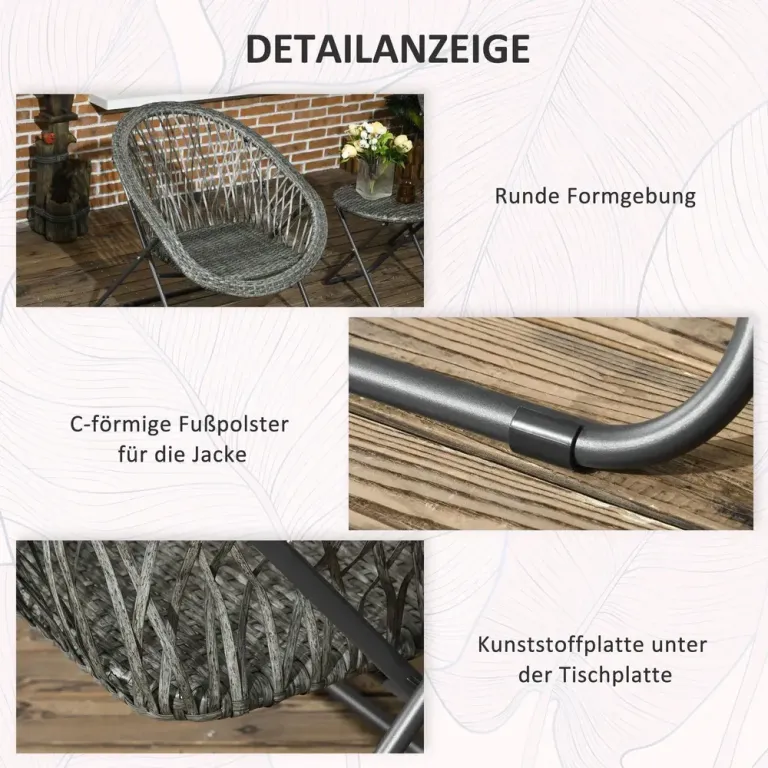Trädgårdsmöbler Balkongset Stålgrå av Metall Fällbart