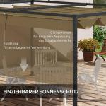 Pergola Trädgårdspaviljong med Justerbart Tak Khaki av Stål för Terrass och Trädgård Fristående Solskydd 4 x 3 m