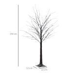 Konstgjord Björk med 96 Varmvita Mikro-LED, Brun, 150 cm