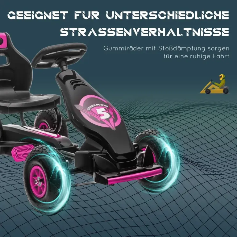 Trampbil &Amp; Go-Kart med Justerbart Säte Rosa
