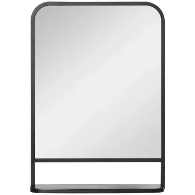 Rektangulär Väggspegel med Hylla Spegel 70 x 50 cm, Svart