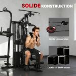 Multigym Hemmagym Multifunktionell Svart Stål för Helkroppsträning Träningsstation med Bänk och Vikter Justerbar Design för 10 Övningar