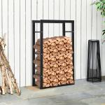 Vedställ Vedhållare 100 Kg Stål Kompakt Vedförvaring för Hemmet Svart 60 X 25 X 100 Cm