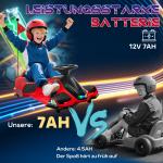 Elektrisk Barnkart med Gummihjul, Lampor och Musik, 3–8 km/h, Röd