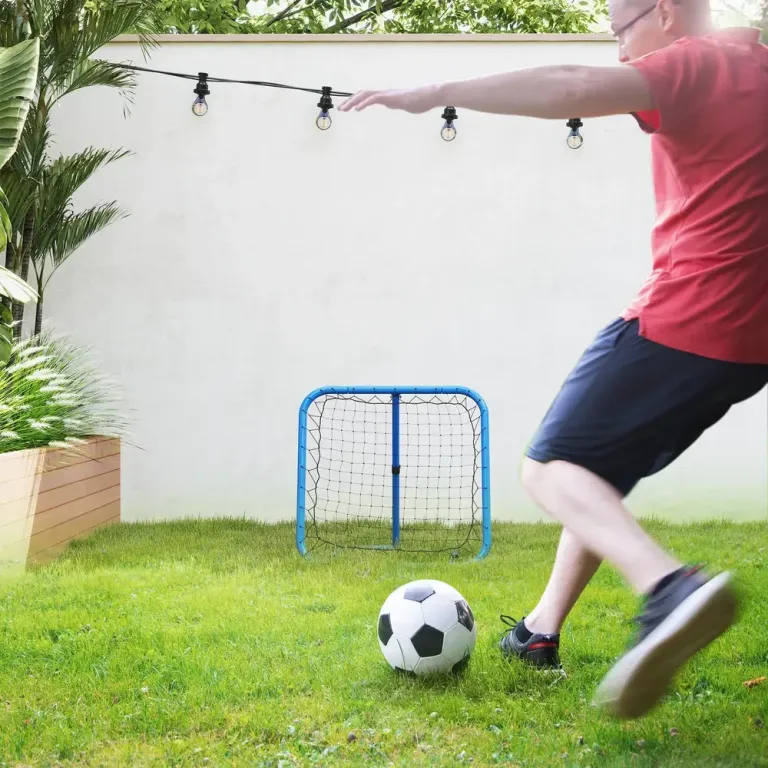 Fotbollsmål Rebounder Blå av Metall och Nät 63 x 63 cm
