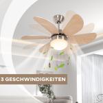 Takfläkt Taklampa Bok av Trä och Metall för Vardagsrum och Sovrum 6 Vändbara Blad med LED Belysning Tyst Gång 16 W