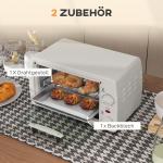 Miniugn Liten Ugn Elektrisk Krämvit av Metall och Glas för Kök Ugn med Timer och Bakplåt 10 l 750 W 36,5 x 26 x 22 cm