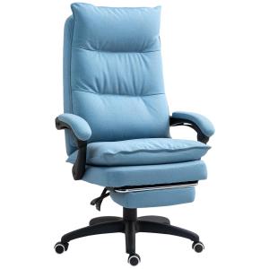 Kontorsstol Skrivbordsstol Ergonomisk med Massagefunktion Blå av Tyg för Kontor Höjdjusterbar Stol med Fotstöd och Timer