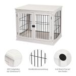 Hundkoja Hundhus Transportlåda Liten Djurbur Inomhusbruk MDF och Metall Vit 81 X 58,5 X 66 Cm