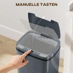 Papperskorg Sensor Automatisk Grå Plast för Kök och Kontor Sophink med Rörelsesensor och Två Öppningslägen 15 Liter 28x21x34 cm