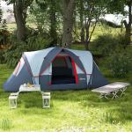 Campingtält 5-6 Personer Tunneltält Kupoltält Polyester för Utomhusäventyr Grå 4,55 X 2,3 X 1,8 M