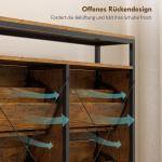 Skoskåp med 4 Fällbara Lådor, Slimmad Design och Öppen Hylla för 12-20 Par i Stål, Brun