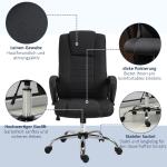 Kontorsstol med Vippfunktion och Nackstöd, Ergonomisk Skrivbordsstol, Vridbar, Linne, Svart, 62 x 76 x 110–119 cm