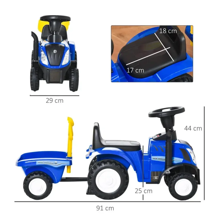 Gåtraktor med Släp & Tuta för Småbarn Blå
