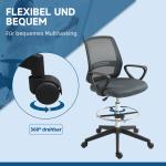 Ergonomisk Kontorsstol med Armstöd, Justerbart Fotstöd och Mesh-överdrag, Grå