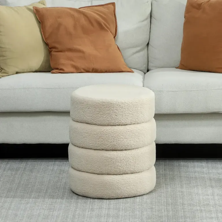 Rund Pall i Teddyfleece Upp till 120 kg Beige Ø40x45 cm
