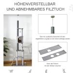 Klösträd Golv-till-Tak XXL, Höjdjusterbar Klösmöbel med Sisalpelare, Aktivitetscenter för Katter med Leksaker, Ljusgrå, 225-255 cm