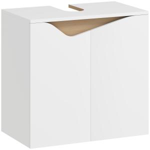 Tvättställsskåp Underskåp Vit MDF för Badrum Soft Close-Dörrar Modern Design Förvaring under Handfat Enkel Montering 60 × 35 × 58 cm