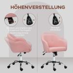 Ergonomisk Hemkontorsstol med Gungfunktion i Teddy Velvet Look, Rosa, 56x61x86 cm