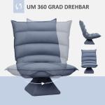 Golvsoffa Golvstol Grå av Mikrofiberduk och Metall för Avkoppling och Meditation Roterande med Justerbart Ryggstöd Bekväm 62 x 62 x 95 cm