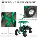 Trädgårdsvagn med Sits och Förvaring, Rullbar Arbetsstol för Trädgårdsskötsel, Skonar Rygg och Knän, Grön, 81 x 44,5 x 46-59 cm, 150 kg