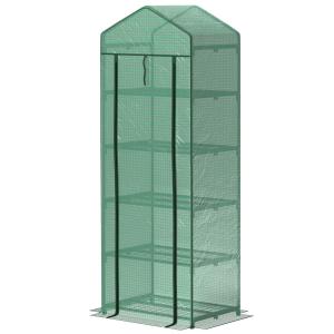 Växthus Tomathus Folieväxthus med Rulldörr Grön av Stål och Plast för Balkong och Trädgård Vintersäkert Växthus 69 x 49 x 193 cm