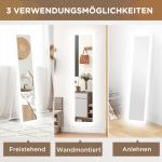 Helfigursspegel Golvspegel Vit av Glas och Aluminium för Sovrum Stående Spegel med LED Belysning 40 x 160 cm