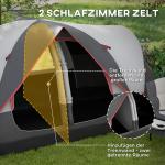 Campingtält Tunneltält för 8 Personer Grå av Polyester för Camping och Trädgård Vindtätt Familjetält med 2 Rum 2000 mm