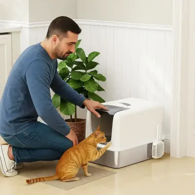 Kattlåda Kattsandlåda Stängd Låda med Filter och Skopa