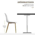 Matsalsstolar Köksstolar Vit Natur av Trä och Metall för Matsal Set om 4 Stolar med Ryggstöd 45 x 52 x 85,5 cm